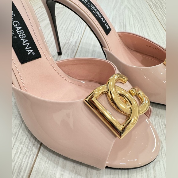 Dolce and Gabbana Vernice Patent Stiletto Mule Sandals - Picture 7 of 12